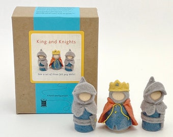 Peg Doll King and Knights Sewing Kit/DIY Sewing Kit/Waldorf King and Knights Toy Kit