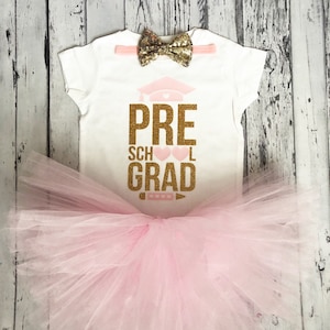 Girls Preschool Graduation Outfit Preschooler Graduate Pre Kindergarten Girls Pre-K Outfit Graduate outfit Glitter Shirt Light Pink Tutu