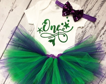 Mermaid Birthday Outfit Girl Mermaid Birthday Outfit First Birthday 1st Birthday Mermaid Outfit Mermaid Party Mermaid First Birthday ANY AGE