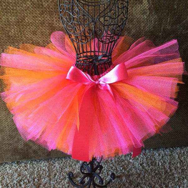 Tropical Bright Colors Tutu Pink and Orange Tutu Newborn Tutu Baby Tutu Toddler Tutu 1st Birthday Tutu Summer Tutu Photo Prop Dance Tutu