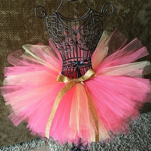 Coral and Gold Tutu, Princess Tutu, Baby Tutu, Toddler Tutu, Gold Glitter Tutu, Birthday Tutu, Newborn Tutu, Photo Prop, Sparkle Tutu