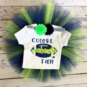 Seattle Seahawks Baby Girl Outfit Toddler Girl&#39;s Outfit, Newborn Seahawks Fan Outfit, Baby Shower Gift for Girls, Seahawks Baby Outfit Cheer
