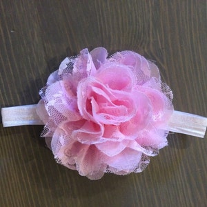 Vintage Inspired Lacey Pink Flower Headband, Baby Girl Pink Headband, Baby Headband, Toddler Headband, Newborn Headband