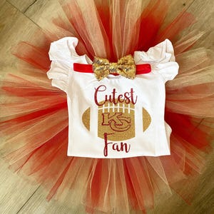Kansas City Baby Girl Outfit Football Girls Outfit Newborn Kansas City Fan Outfit Baby Shower Gift for Girls KC Baby Outfit Cheer