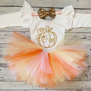 Pink and Gold Pumpkin First Birthday Leotard Outfit October 1st Birthday Outfit Pumpkin Theme 1st Birthday Bodysuit Cake Smash Outfit Leo