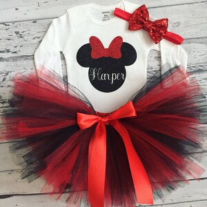 Minnie Mouse personalizado Disney camisa obodysuit Minnie Mouse cumpleaños traje Minnie Mouse Tutu 1er traje de viaje de Disney traje de Disneyworld