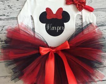 Minnie Mouse Personalized Disney Shirt orBodysuit Minnie Mouse Birthday Outfit Minnie Mouse Tutu 1st Disney Trip Outfit Disneyworld Outfit