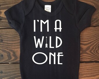 Wild One Birthday Bodysuit Wild And One Boys Bodysuit Black Wild One Bodysuit, Boys 1st Birthday Shirt, Boy 1st Birthday Outfit Cake Smash