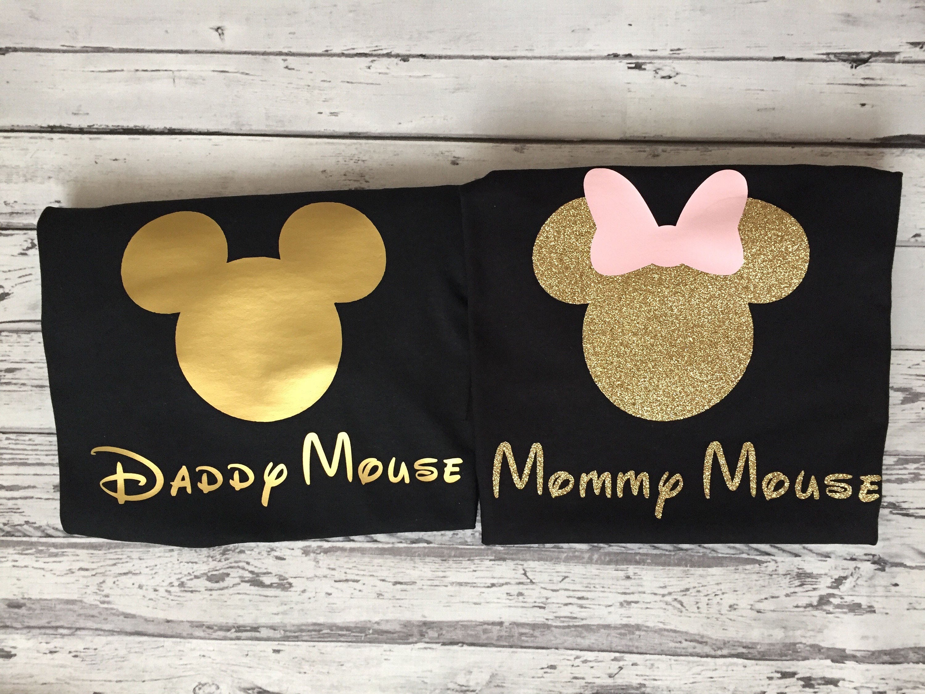 Mickey and Minnie Daddy and Mommy Shirts Disney Trip 2019 Mom Dad Disney Shirts Pink and Gold Minnie and Mickey Mommy and Daddy Shirts