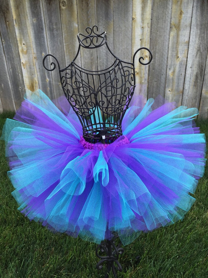 Aqua Purple Tutu Baby Tutu Frozen Tutu Toddler Tutu Mermaid Tutu Birthday Tutu Dance Tutu Bubble Guppies Tutu Purple and Aqua Tutu Newborn image 4