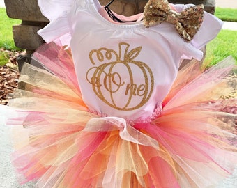 Pink and Gold Pumpkin First Birthday Leotard Outfit October 1st Birthday Outfit Pumpkin Theme 1st Birthday Bodysuit Cake Smash Outfit Leo