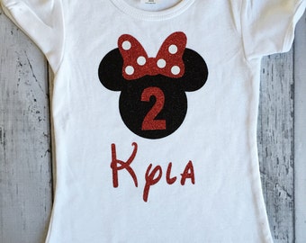 Black and Red Personalized Minnie Mouse 2nd Birthday Shirt, Toodles Birthday Shirt, Oh Twodles, Minnie Mouse 2nd Birthday Outfit, Photo Prop