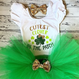 St Patricks Day Tutu Outfit Green Tutu Cutest Clover in the Patch St Patricks Day Tutu St Pattys Day Bodysuit 1st St Pattys Outfit Patrick’s