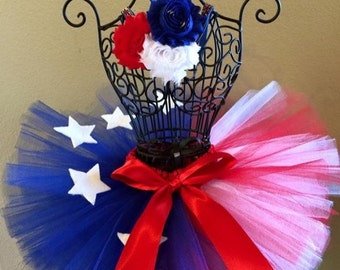 Red White & Blue Tutu Set, 4th of July Tutu and Headband, Homecoming Tutu, Photo Prop, Baby Tutu, Newborn Tutu, Toddler Tutu