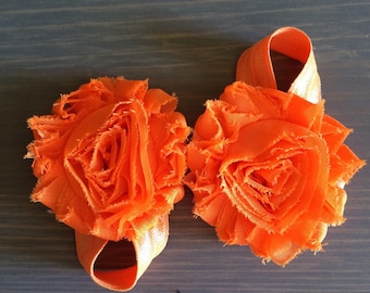 Barfuß Babysandalen, Orange barfuß Babysandalen, Neugeborene barfuss Sandalen, Blume Sandalen, Kleinkind Sandalen, Foto-Prop