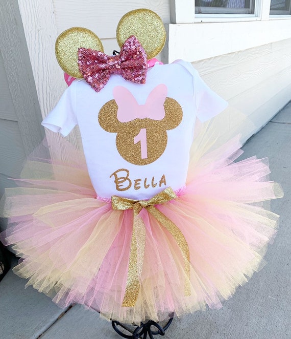 pink and gold 1st birthday outfit