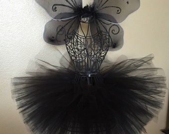 Fairy Set, Fairy Tutu, Fairy Wings, Butterfly Wings, Birthday Fairy Set, Baby Tutu, Toddler Tutu, Black Tutu, Halloween Costume, Prop