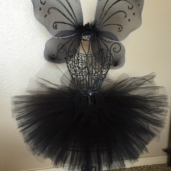 Fairy Set, Fairy Tutu, Fairy Wings, Butterfly Wings, Birthday Fairy Set, Baby Tutu, Toddler Tutu, Black Tutu, Halloween Costume, Prop