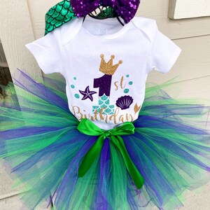 Roupa de primeiro aniversário da pequena sereia para bebês meninas camisa da pequena sereia primeiro aniversário sob o mar roupa tutu roxo sereia bolo quebra roupa
