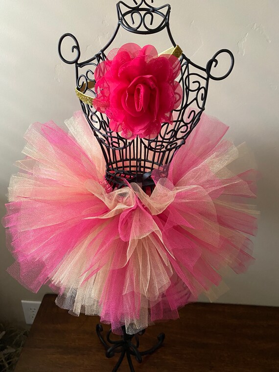 Ensemble de tutu 1er anniversaire de bébé fille Tutu rose vif et