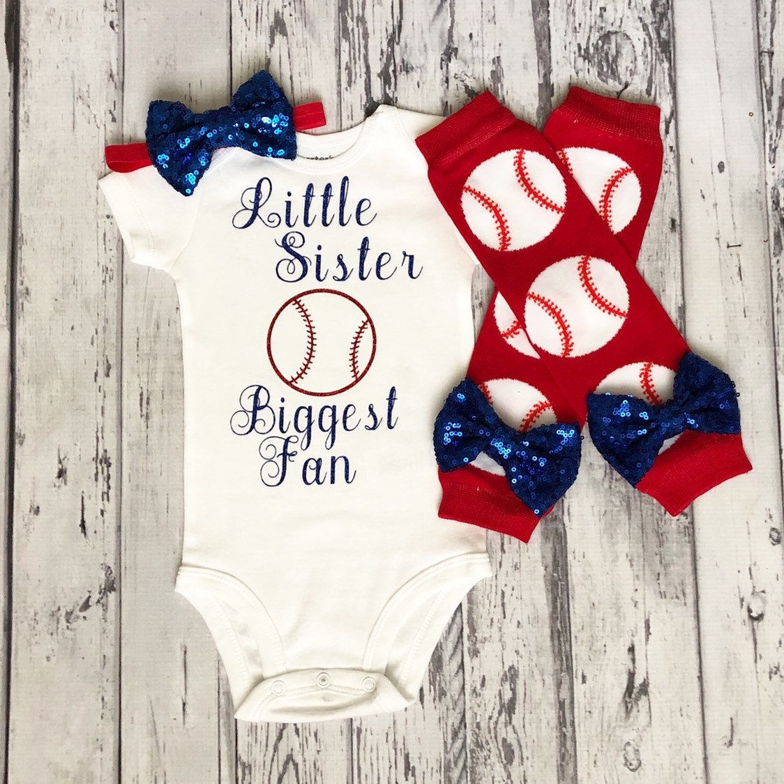 Little Sister Biggest Fan Baby Girl Bodysuit Baby Sister - Etsy