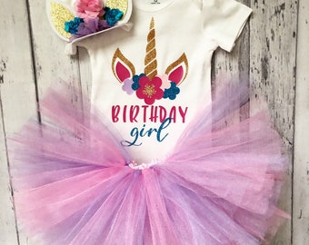 Unicorn Birthday Girl Outfit 1st birthday Unicorn Outfit 2nd Birthday Unicorn Outfit 3rd Birthday Outfit Birthday Girl Shirt Unicorn Tutu