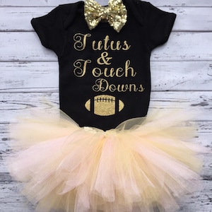 Tutus & Touchdowns Tutu Touchdowns and Tutus Baby Girl Football Outfit Baby Gameday Outfit Baby Shower Gift Daddy Football Baby Shirt Gift