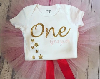 Twinkle Twinkle Little Star First Birthday Outfit, Star 1st Birthday Outfit, Twinkle Little Star Pink and Gold 1st Birthday, Gold Star