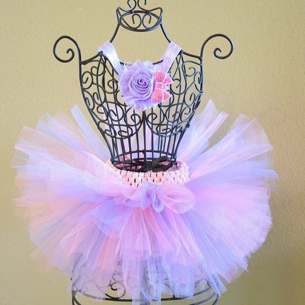 Ensemble tutu d’anniversaire, tutu rose et violet, tutu de bébé, bandeau de fleur pourpre, tutu d’enfant, tutu d’enfant en bas âge, tutu nouveau-né, ensemble de bandeau