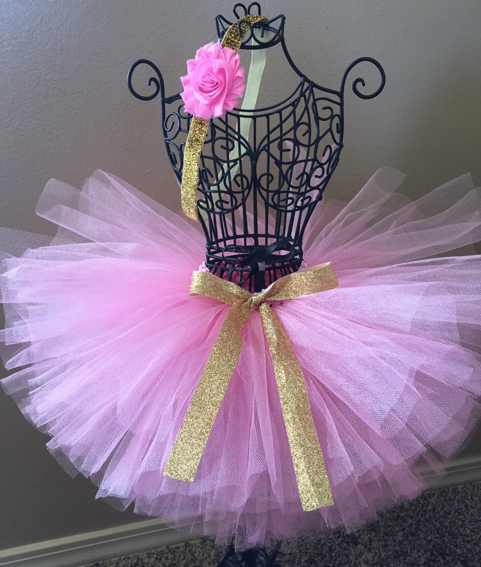Birthday Tutu Set Pink and Gold Baby Girl Tutu 1st Birthday Tutu Outfit Toddler Tutu Newborn Tutu Cake Smash Taffy Pink and Gold Skirt Tutu