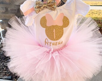 Gold Minnie Mouse Outfit 1st Birthday 