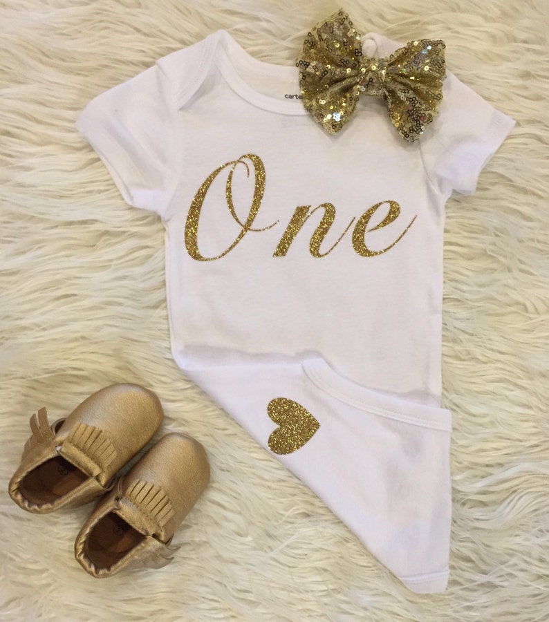 Gold Glitter One Bodysuit Gold Glitter 1st Birthday Bodysuit Etsy