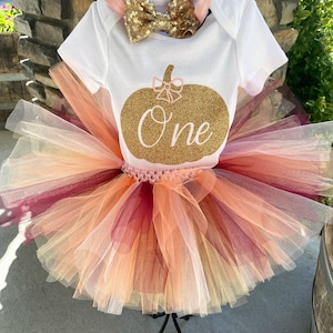 Pink and Gold Pumpkin First Birthday Outfit October 1st Birthday Outfit Pumpkin Theme 1st Birthday Bodysuit Cake Smash Outfit fall Birthday