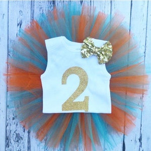 2nd Birthday Finding Nemo Tutu Set, 2nd Birthday Outfit, Finding Nemo Tutu Outfit, Gold Two Bodysuit, Finding Dory, Two Bodysuit Set, Prop