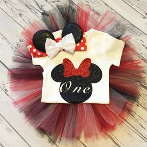 Minnie Mouse 1st Birthday Tutu Outfit Baby Girl Minnie Tutu Minnie First Birthday Shirt Baby Girl Tutu and Bodysuit Minnie Mouse Bodysuit