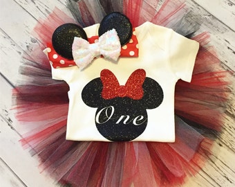 Minnie Mouse 1st Birthday Tutu Outfit Baby Girl Minnie Tutu Minnie First Birthday Shirt Baby Girl Tutu and Bodysuit Minnie Mouse Bodysuit