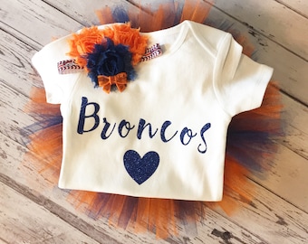 Inspired NFL Denver Bronco Tutu Set, Newborn Tutu, Toddler Tutu, Bronco Baby Shirt, Football Tutu, Infant Tutu, Baby Tutu, Blue and Orange