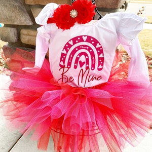Baby Girl Valentines Day Outfit Red and Pink Tutu Valentines Tutu 1st Valentines Day Outfit First Valentines Shirt Baby Girl Outfit Vday