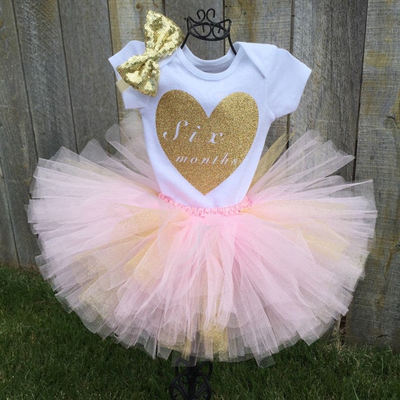 6 Month Pink & Gold Outfit Pink and Gold Tutu Half Birthday Bodysuit, Six Month Birthday Shirt, Baby Girl Milestone Tutu and Bodysuit Baby 6 Month Pink & Gold Outfit Pink and Gold Tutu Half Birthday Bodysuit, Six Month Birthday Shirt, Baby Girl Milestone Tutu and Bodysuit Baby
