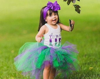 Little Mermaid High Low Tutu, Baby Tutu, Toddler Tutu, Little Mermaid Costume, Birthday Tutu, Newborn Tutu, Mermaid Tutu, Purple and Green