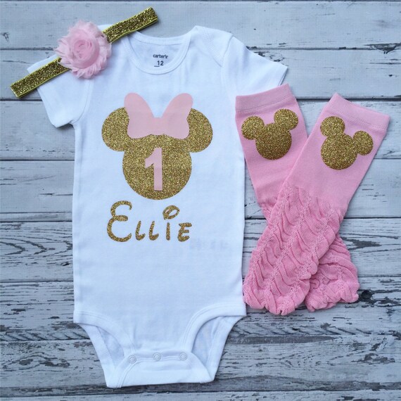 Rose Et Or Personnalise Minnie Mouse 1er Anniversaire Body Etsy France