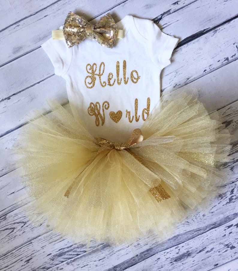 Baby Girl Clothes Hello World Outfit Hello World Shirt Newborn Tutu Set ...