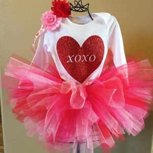 Baby Girl 1st Valentines Day Outfit Red and Pink Tutu Valentine Tutu Toddler Valentine Tutu Valentines Day Bodysuit First Valentines Outfit