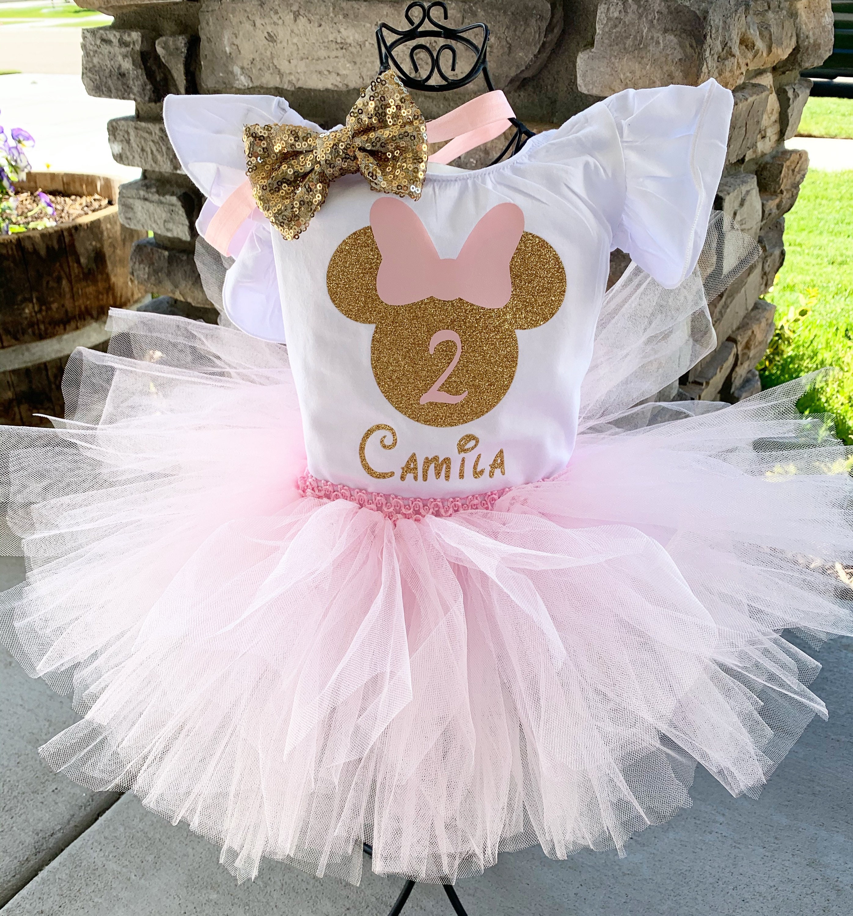 green emerald velvet dress Order Pink and Gold Minnie Mouse Costume for Baby – Costumes Club main image 1