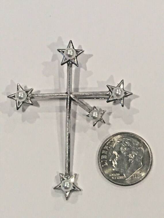 Mikimoto Sterling Silver Pearl Southern Cross Pin… - image 6
