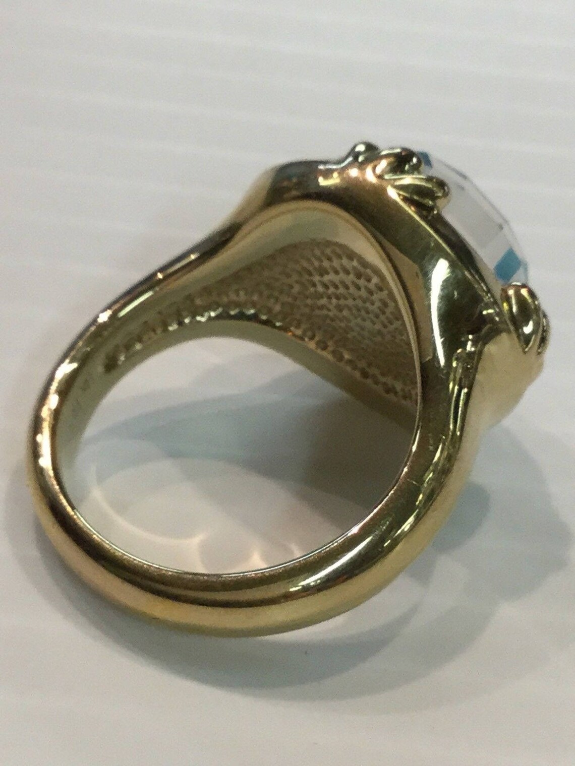 14k Yellow Gold Designer FP QVC Faceted Aqua Colored Stone Etsy