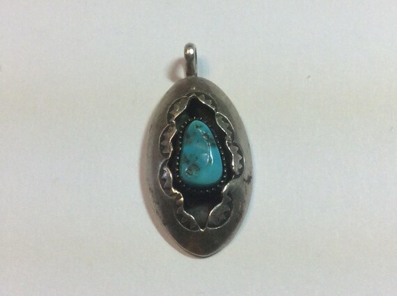 Native American Signed Turquoise Pendant South We… - image 1