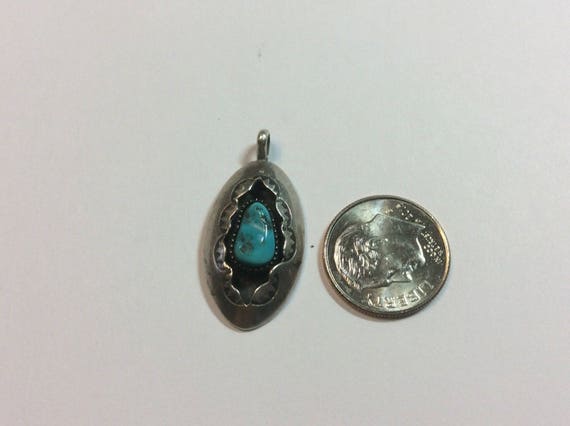 Native American Signed Turquoise Pendant South We… - image 3