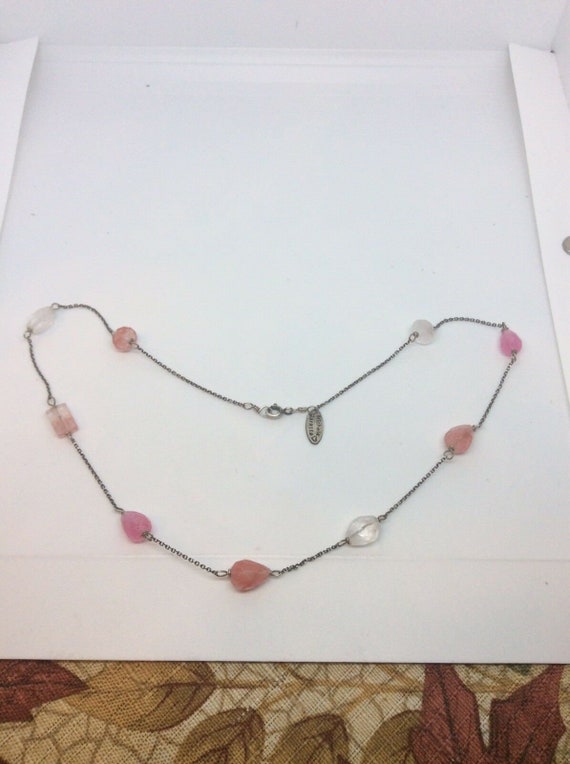 Michele Baratta Pink and White Clear Bead Necklace