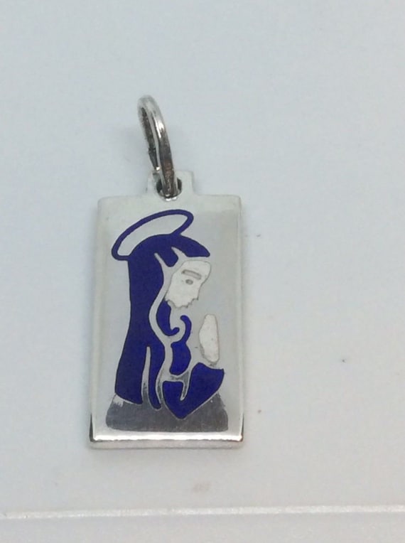 Sterling Silver Enamel Mother Mary Pendant or Char